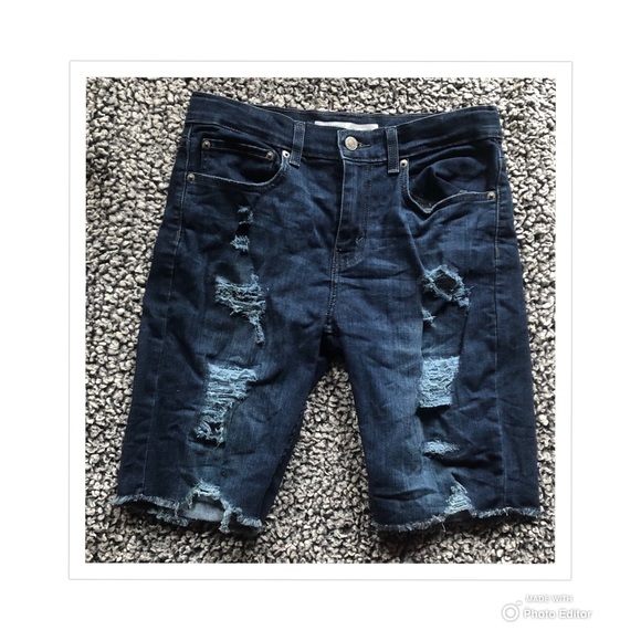 LEVIS JEANS SHORTS CUTOFF DISTRESSED DESTROYED BOYS ADJUSTABLE WAIST SIZE 18 - Picture 4 of 9
